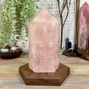 0011 Rose Quart Crystal Tower - Extra Large 7-1/2 Inches 4+ Pounds